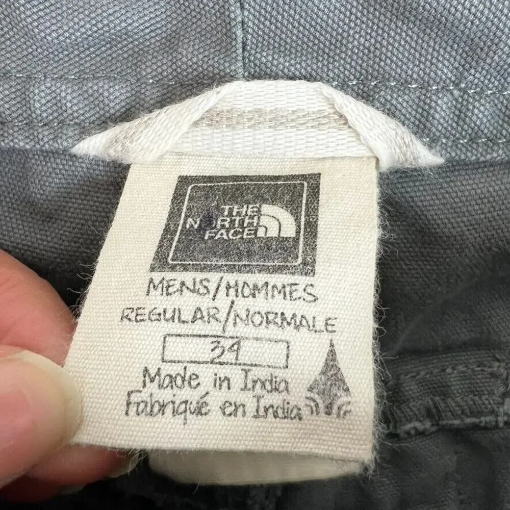 The North Face Pants Mens 34 Gray Canvas Organic Cotton Hiking Camping Trail